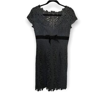 Chetta B lace midi ribbon bow dress